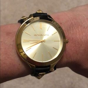 Authentic Michael Kors black and gold wrap watch!